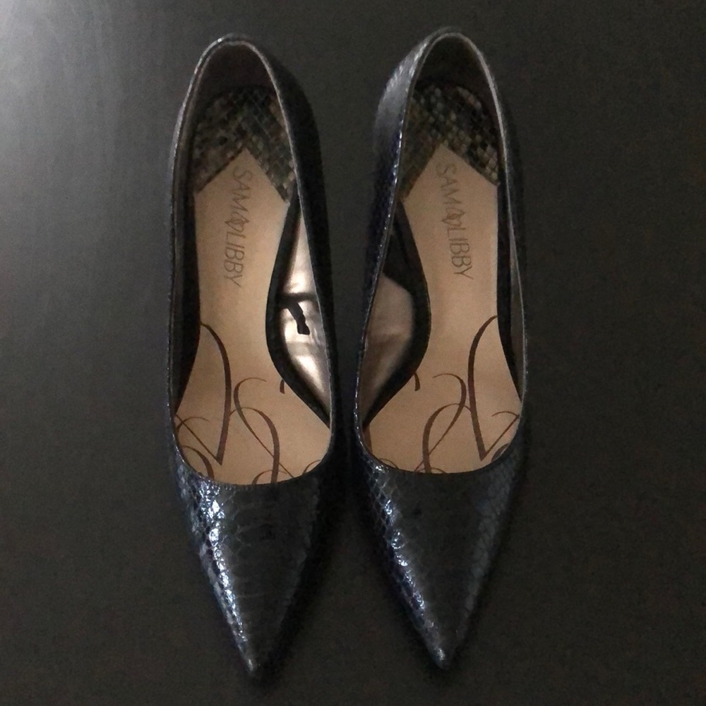 Sam Libby black faux snakeskin size‎ 9 heels